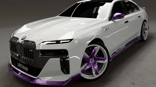 Роскошный BMW превратили в яркий спортседан с фиолетовым карбоном